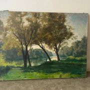 Bank of the Marne, oil on canvas signed Albert Mauguiere 1875-1968