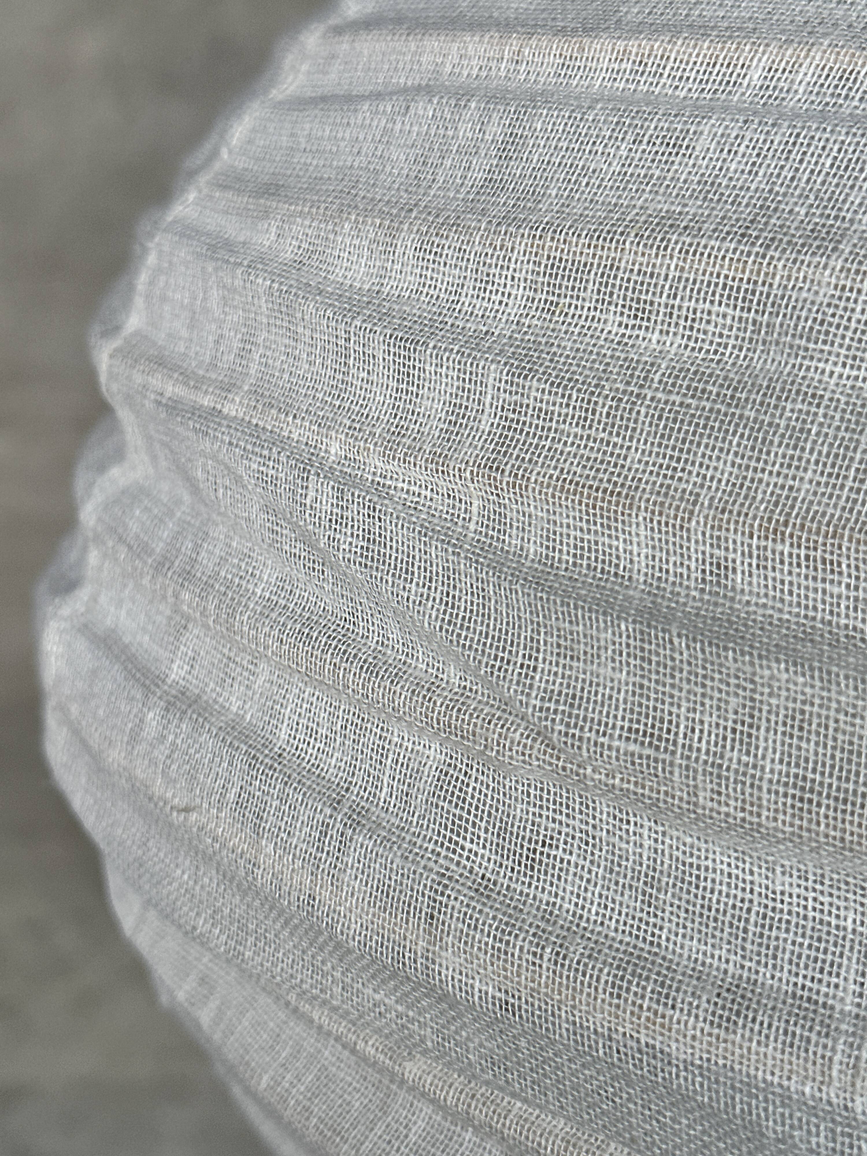 Very large round Japanese-style rattan and natural linen pendant light D:80