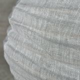 Very large round Japanese-style rattan and natural linen pendant light D:80