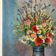 Bouquet of flowers with poppies, oil on canvas signed