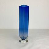 Blue glass vase in Sommerso Murano style, vintage