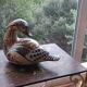 Ceramic signed duck in glazed stoneware, vintage 1960.