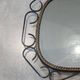 Mid-century modern iron mirror, brutalist, vintage organic, thick sixties.