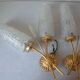 Pair of electric wall lamps double years 1950/60 globe conical lampshade deco retro