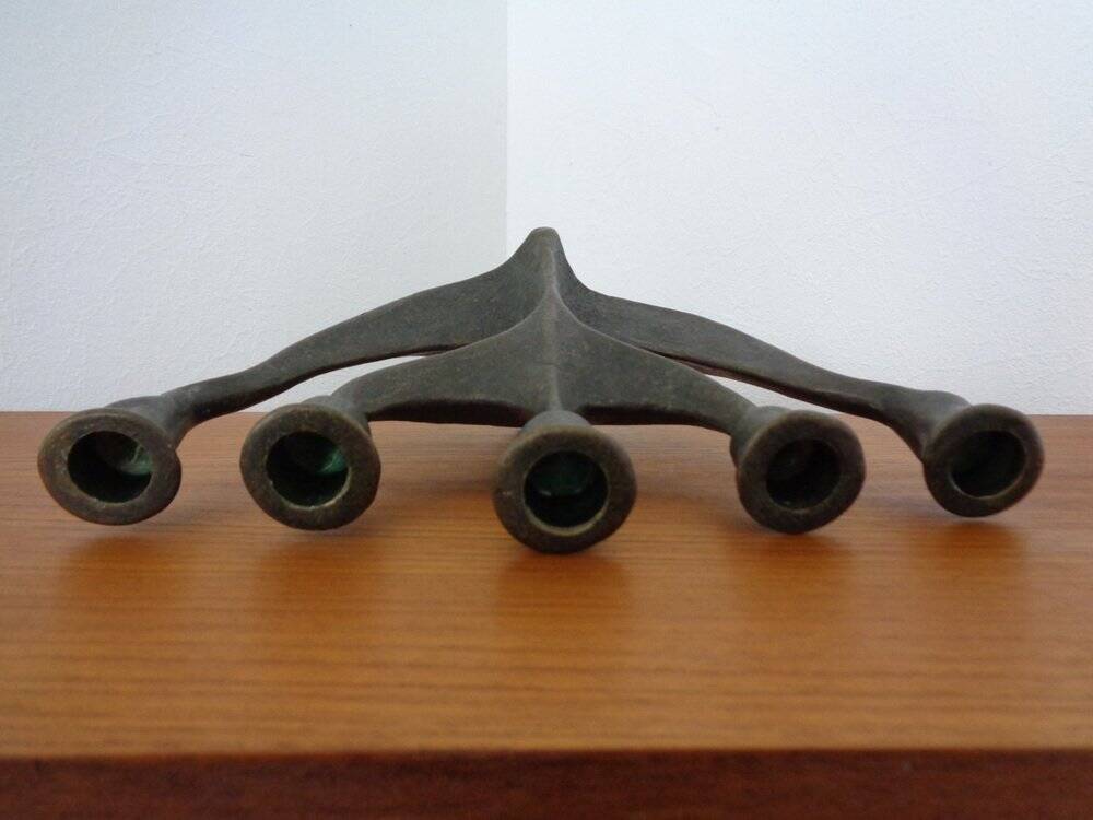 Brutalist Bronze Candleholder by Michael Harjes, 1960s