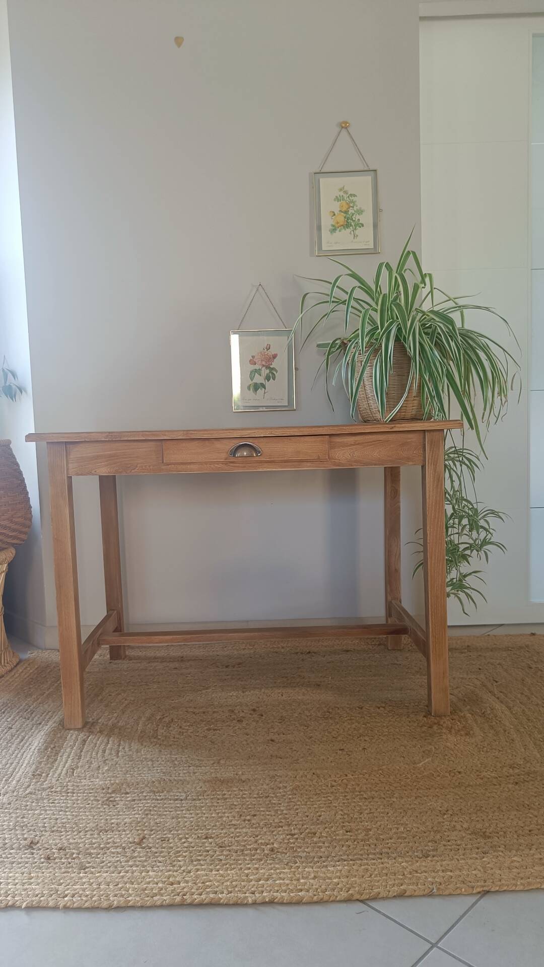 Table de ferme en bois un tiroir