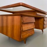 Writing Desk by Silvio Cavatorta in solid Walnut, Italy, 1950's