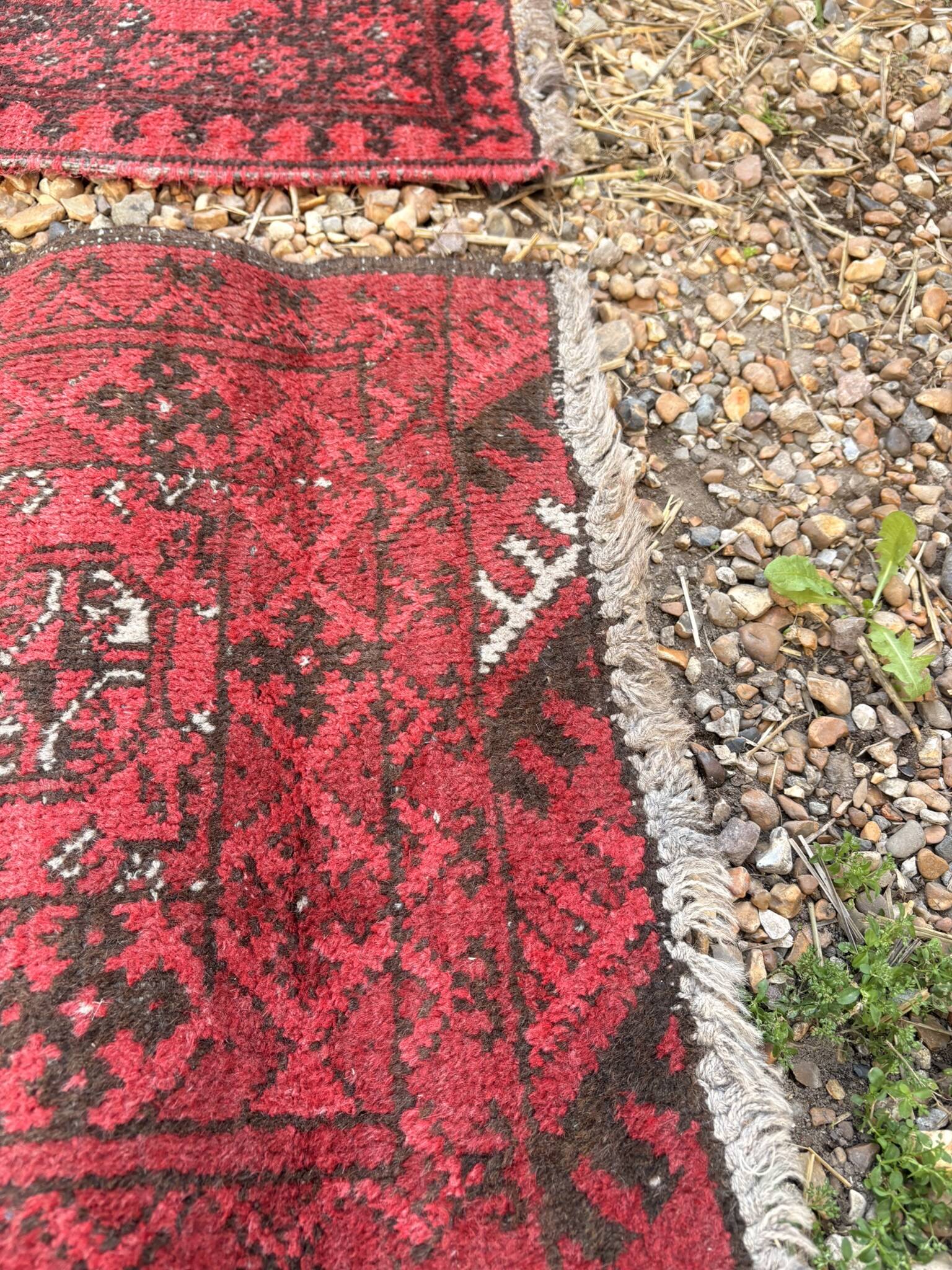 Pair of Antique Balouch Rugs 54x44 Hand-Knotted Wool Cushion Boho Vintage