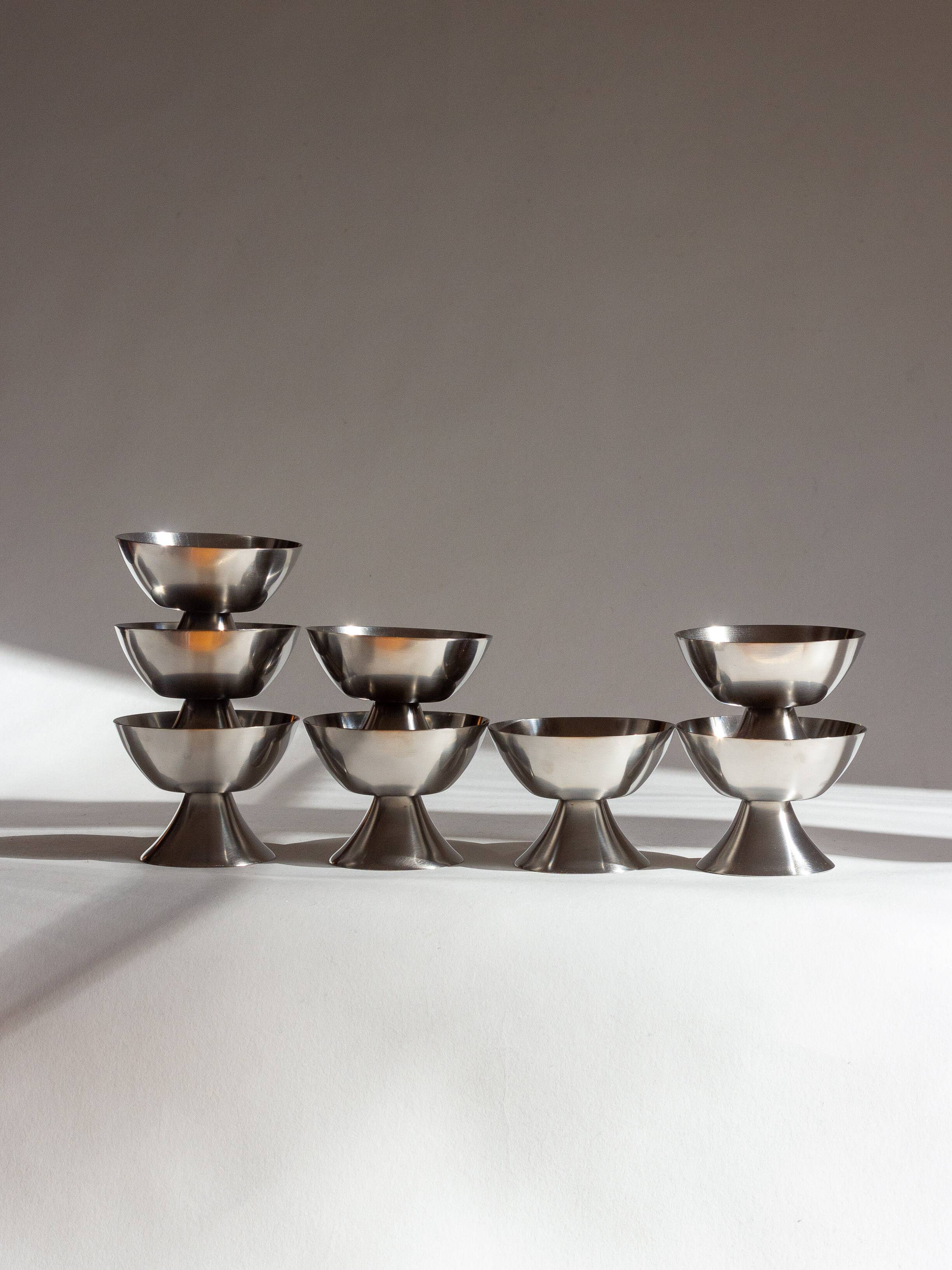 Set of eight ice cream cups, Lundtofte Denmark, 1960s