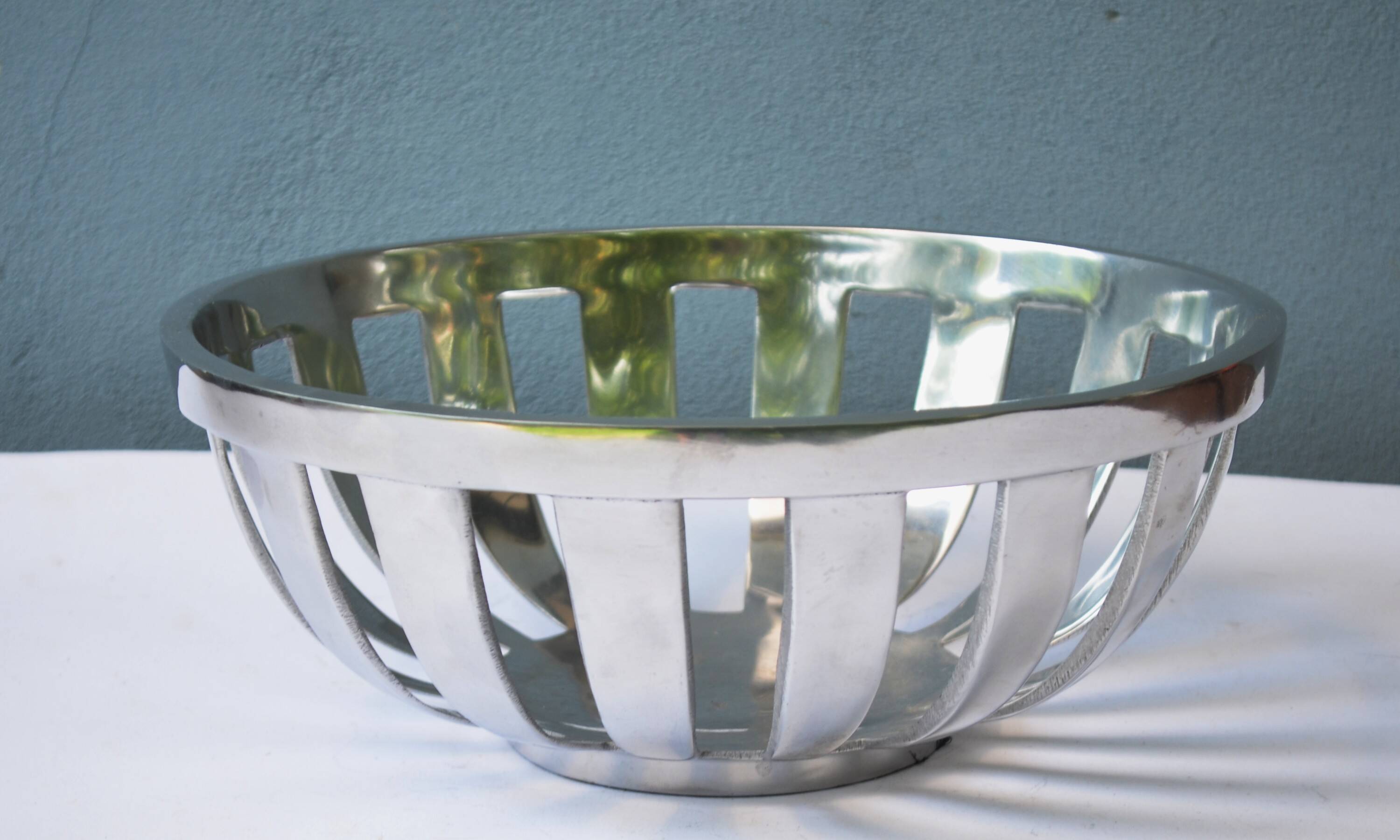 Mid Century Modernist Chrome Basket Centerpiece Bowl