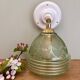 Vintage art deco tulip wall lamp in green and gold glass