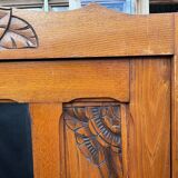 /Art Deco wardrobe with mirror in carved solid oak from the 20s/30s