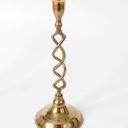 Set of 3 Vintage Twisted Brass Candle Holders, Midcentury