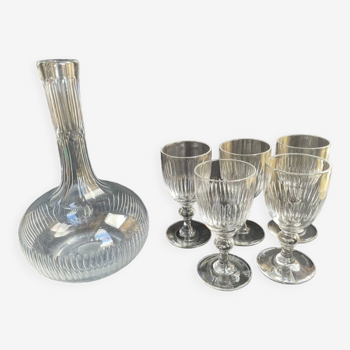 Carafe et 6 verres cristal taillé XIXème