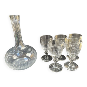 Carafe et 6 verres cristal taillé XIXème