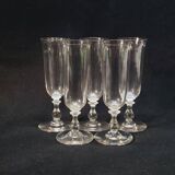 5 Anciennes Flûtes À Champagne En Cristal Baccarat ? Saint Louis ?