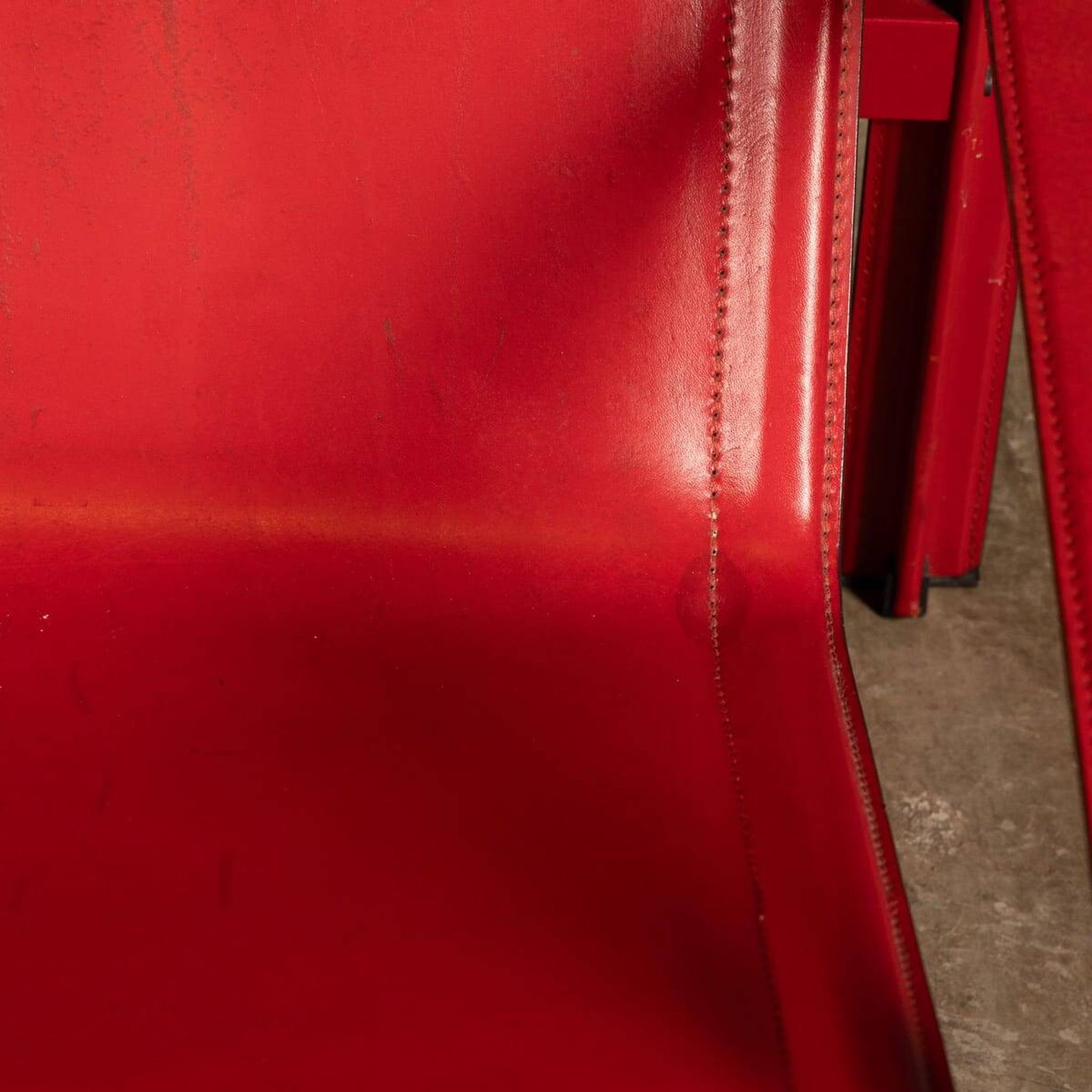 20thC Italian Red Leather Chair By Toussaint & Angeloni For Matteo Grassi