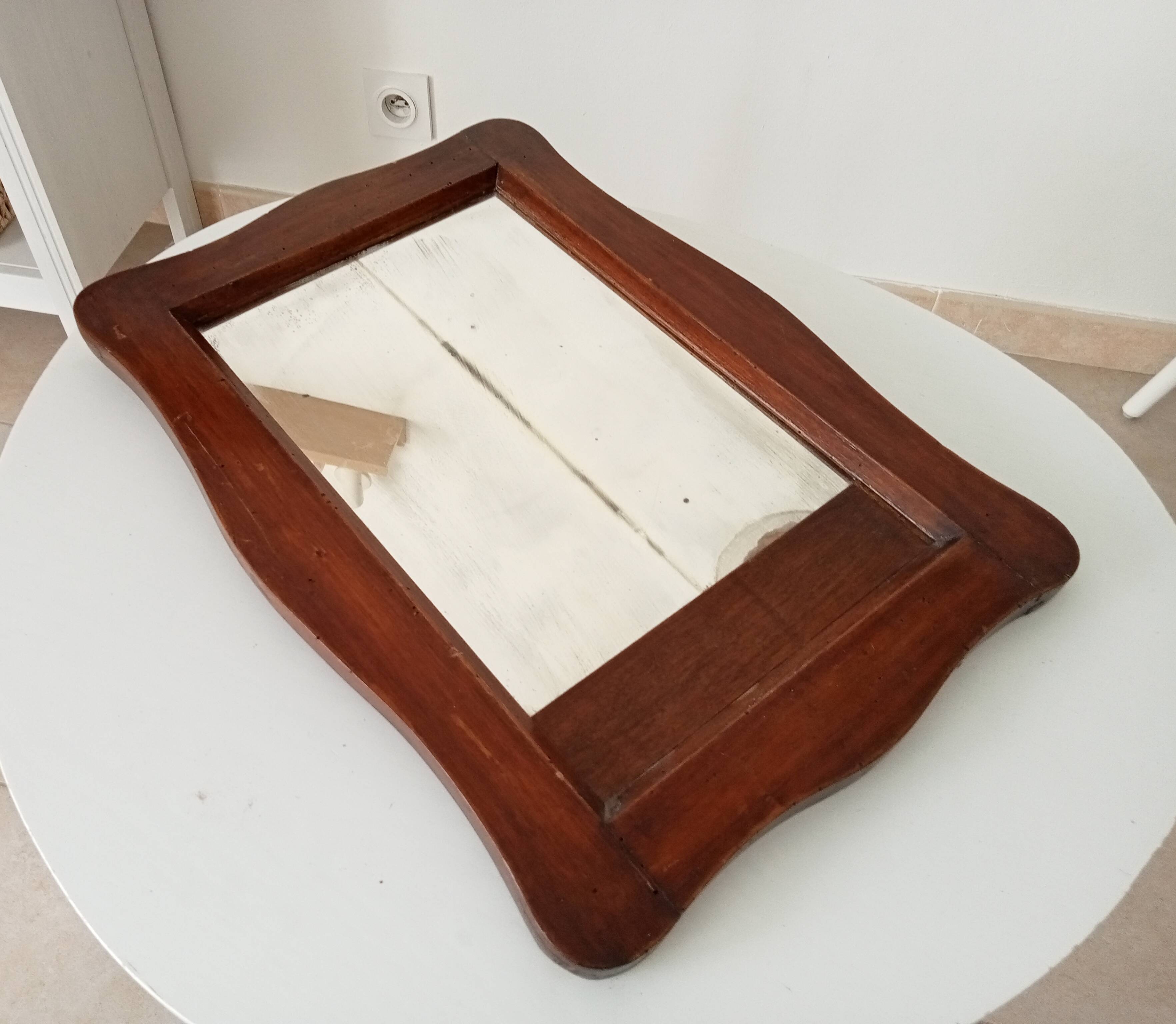 Miroir ancien en bois rustique