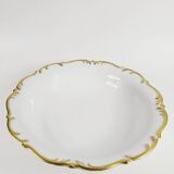 Antique shallow dish in gilded porcelain, Tirschenreuth, Bavaria, late 19th century.
