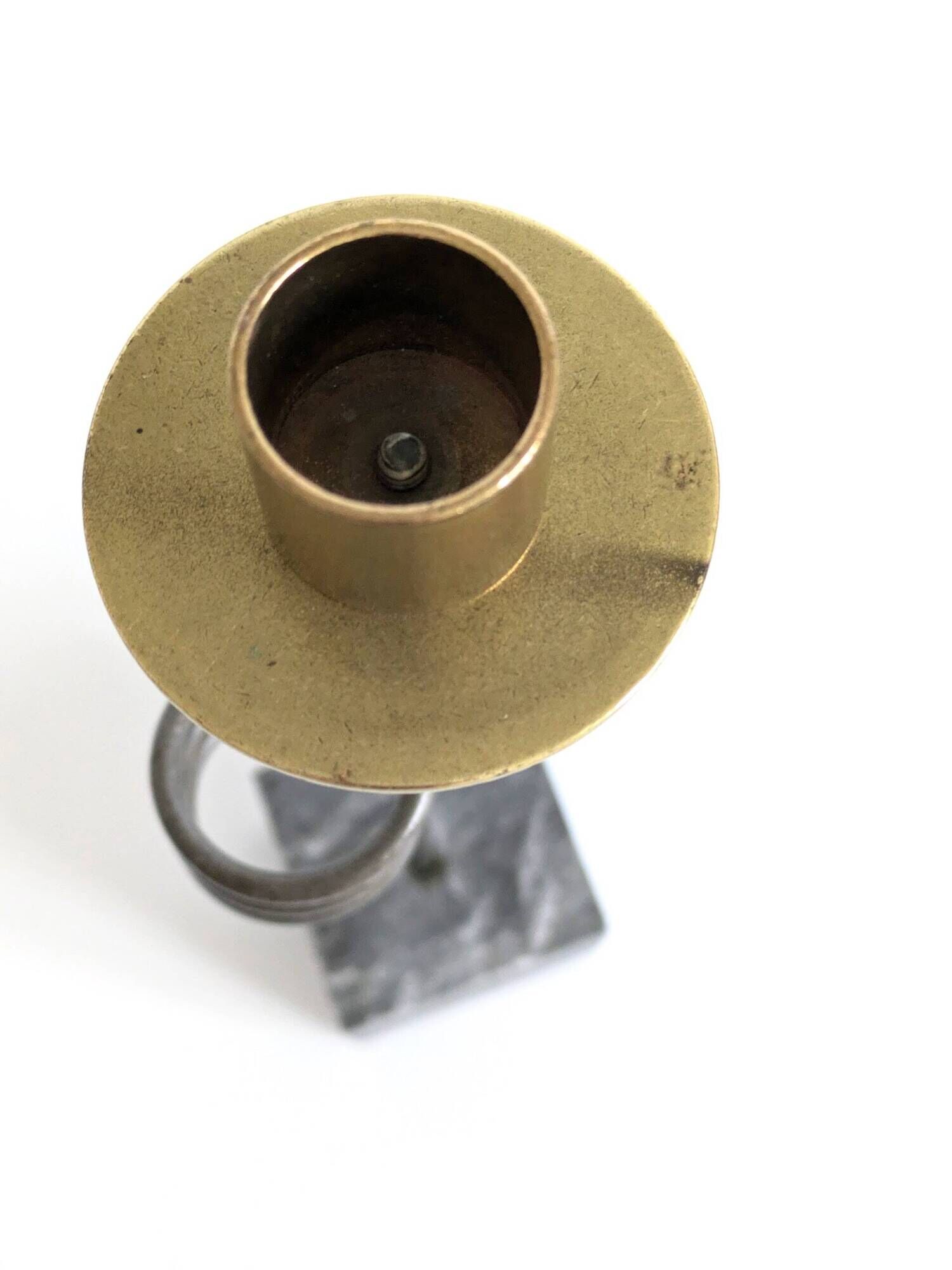 Set of 3 candlesticks | IKEA “Kräsen” from the 1980s | Steel, Brass, Granite