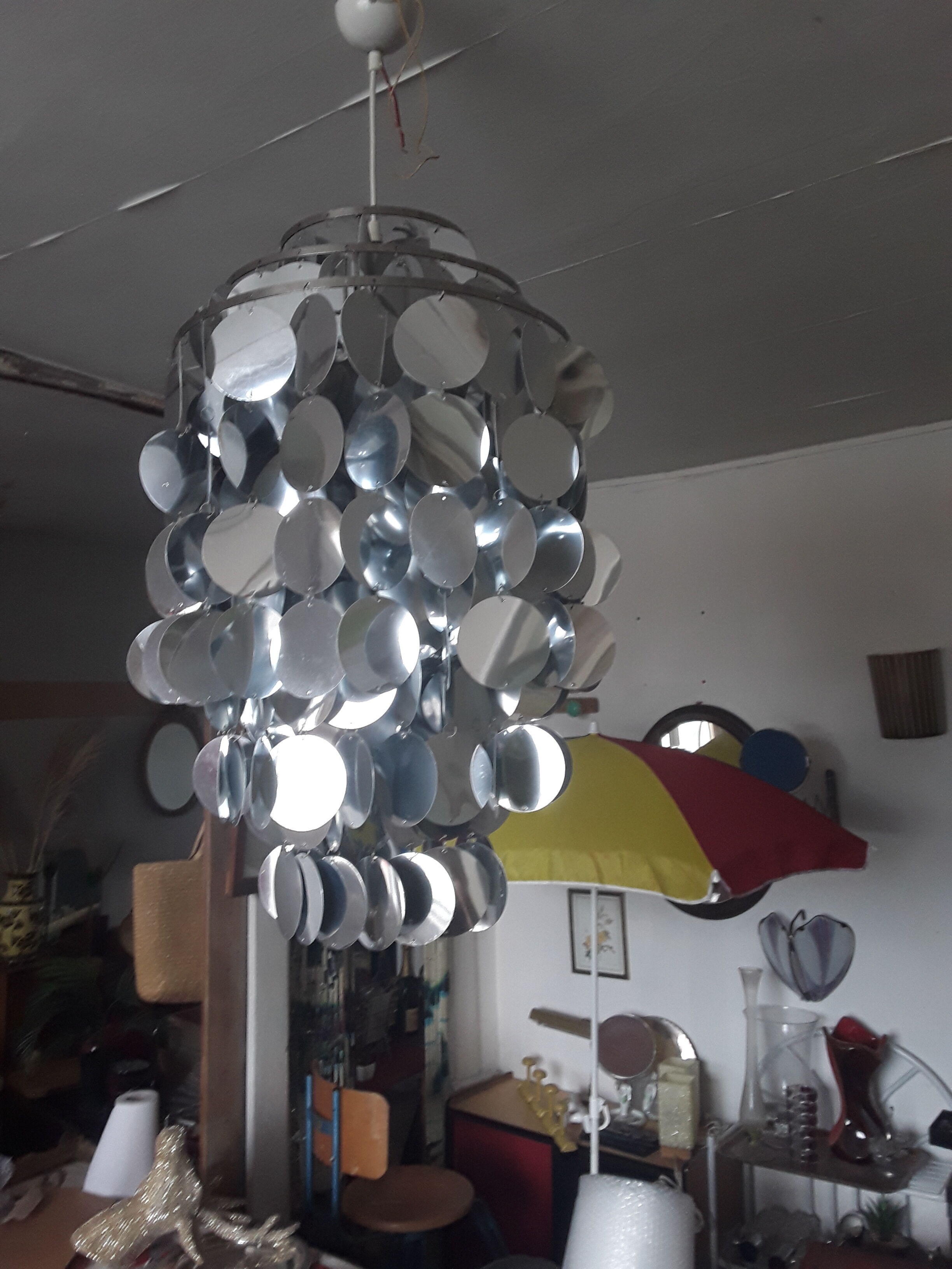 Vintage silver lozenge pendant light