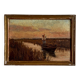 Oil on panel fisherman in a marsh Impressionism early 20th century