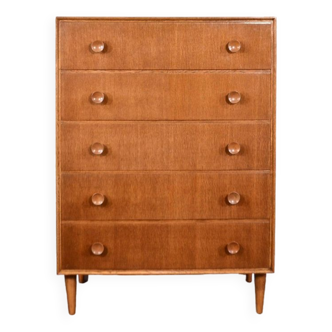 Midcentury Meredew Tallboy / Chest Of Drawers In Oak. Vintage Modern / Scandinavian / Retro / Danish