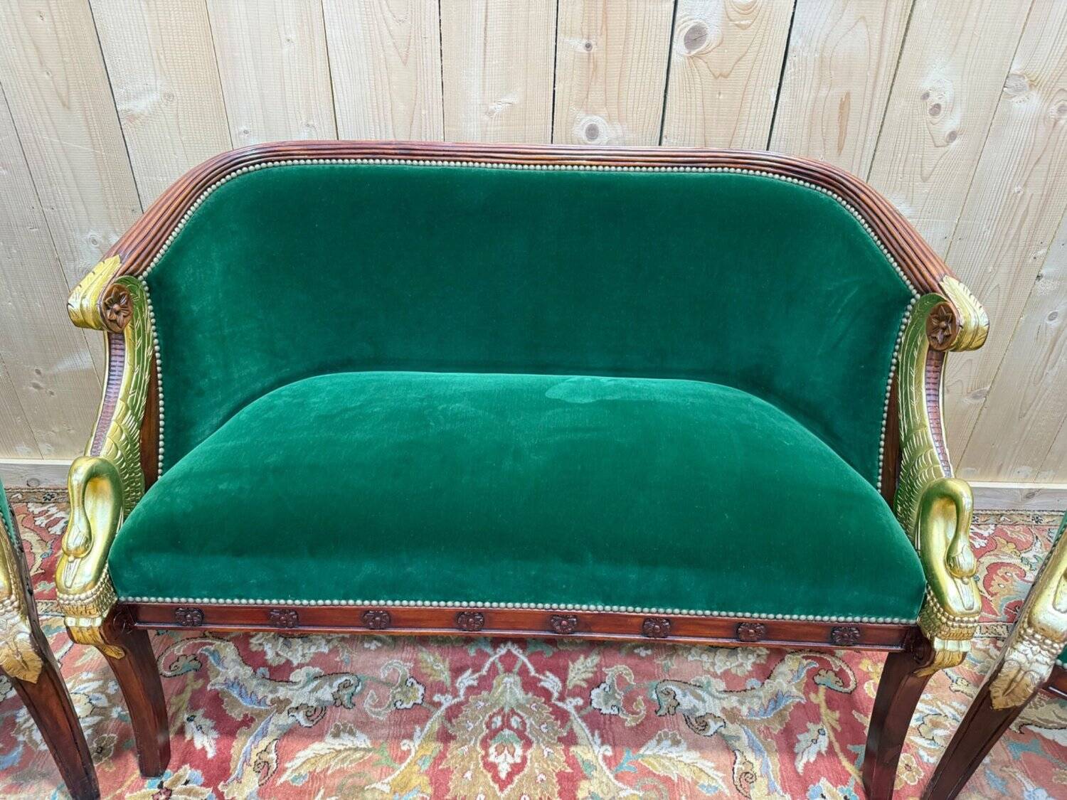 Empire salon complete with mahogany sofa and chairs featuring golden swan heads.