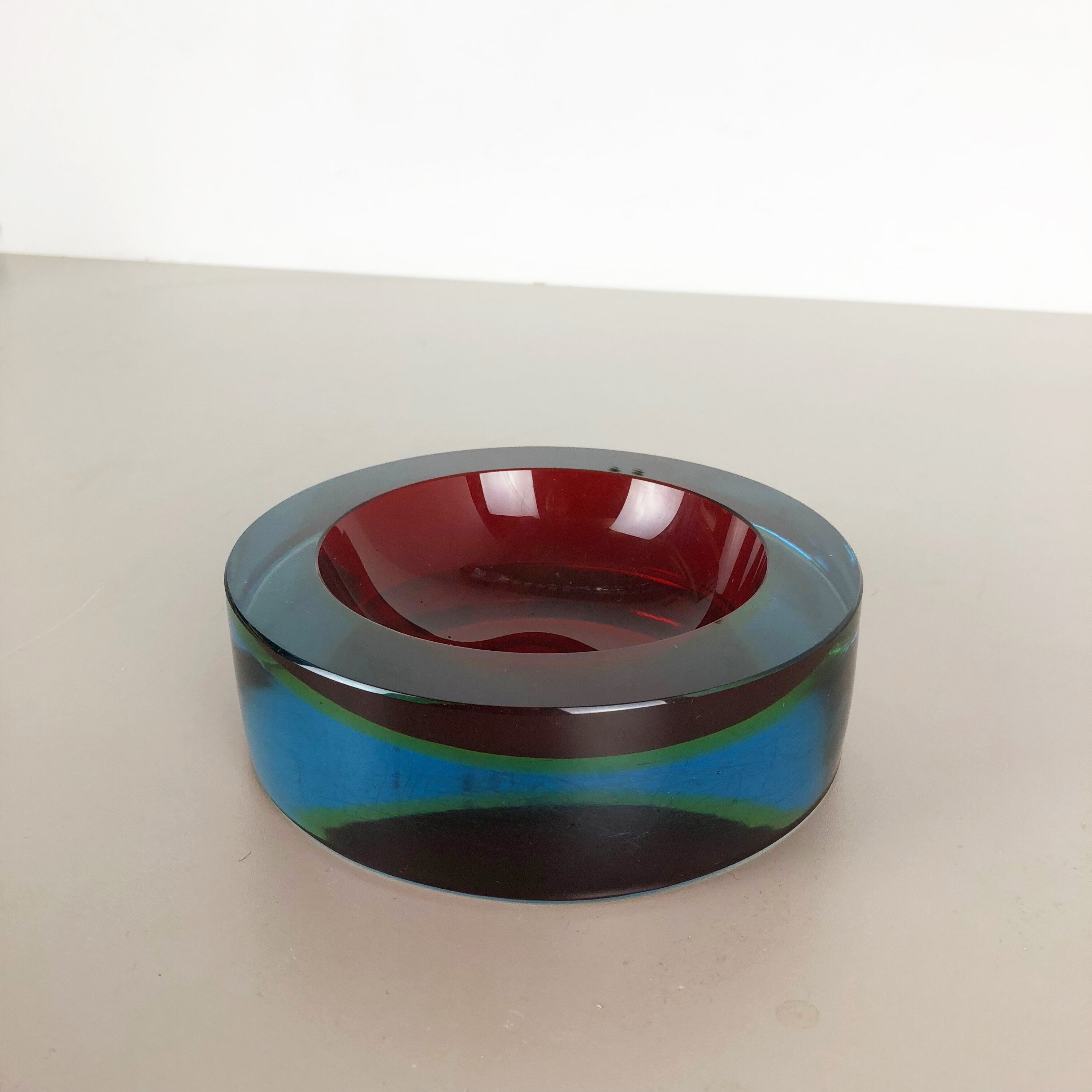 Rare Extra Large Sommerso Bowl Murano Vetri Glass by Cenedese, Italy, 1970s