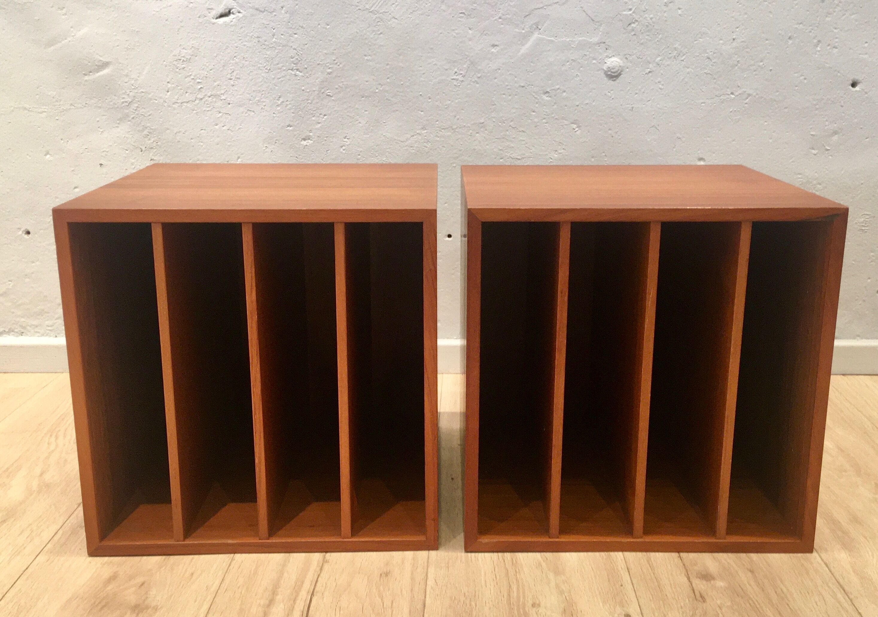Vintage teak cubes for vinyl, Denmark C.1960