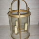 Glass lantern and gilded brass, antique pendant lamp