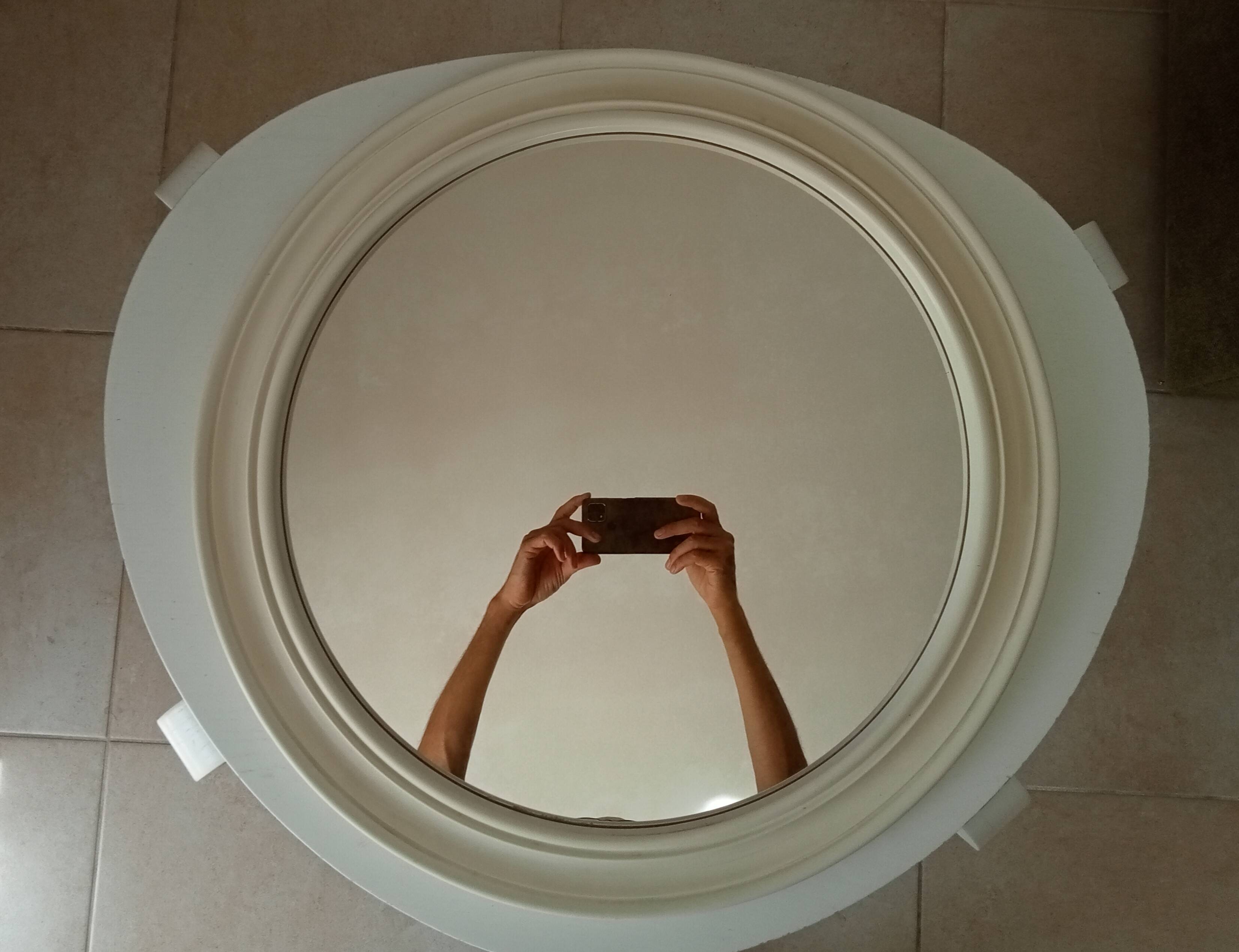 Vintage round resin mirror from the 60s/70s