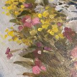 Tableau HST "Bouquet de fleurs" post impressionniste signé A. De Luca + cadre