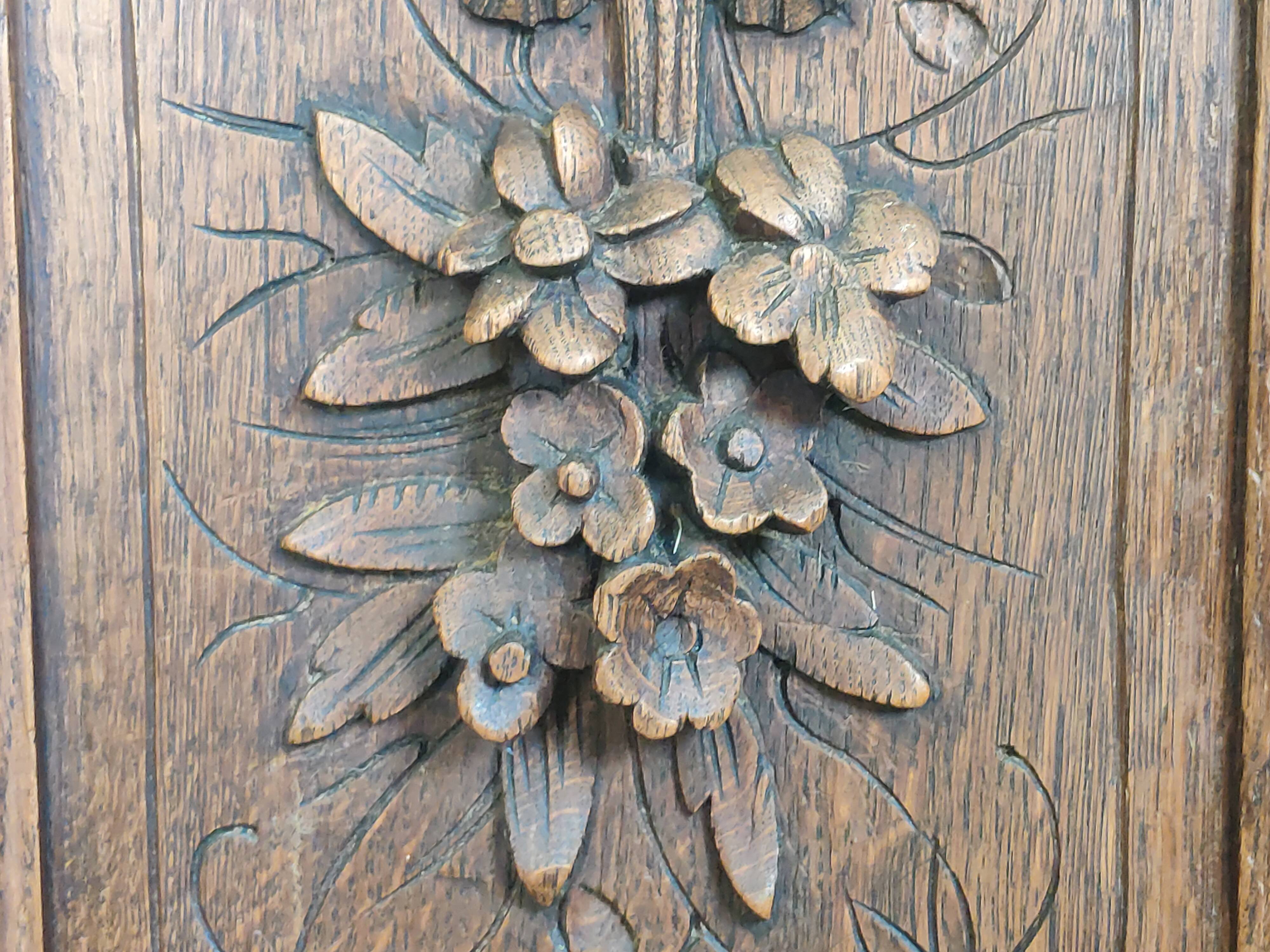 Bedside table carved in oak