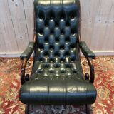 Fauteuil chesterfield cuir vert