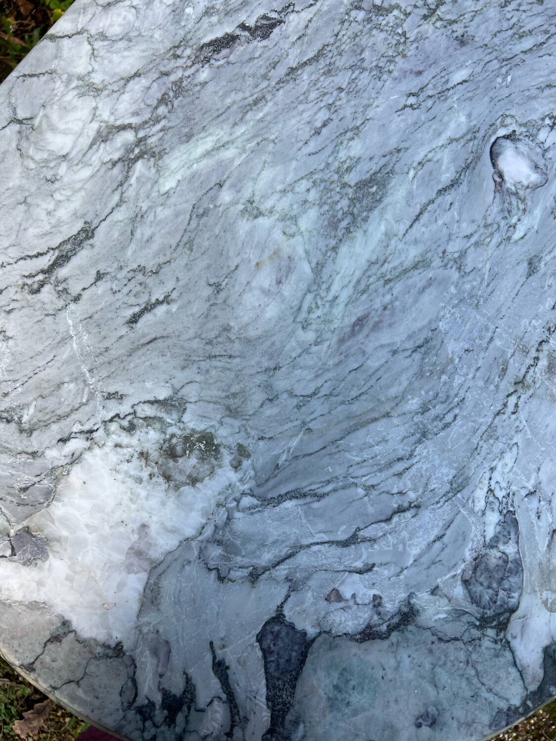 Large oval matte marble bistro table