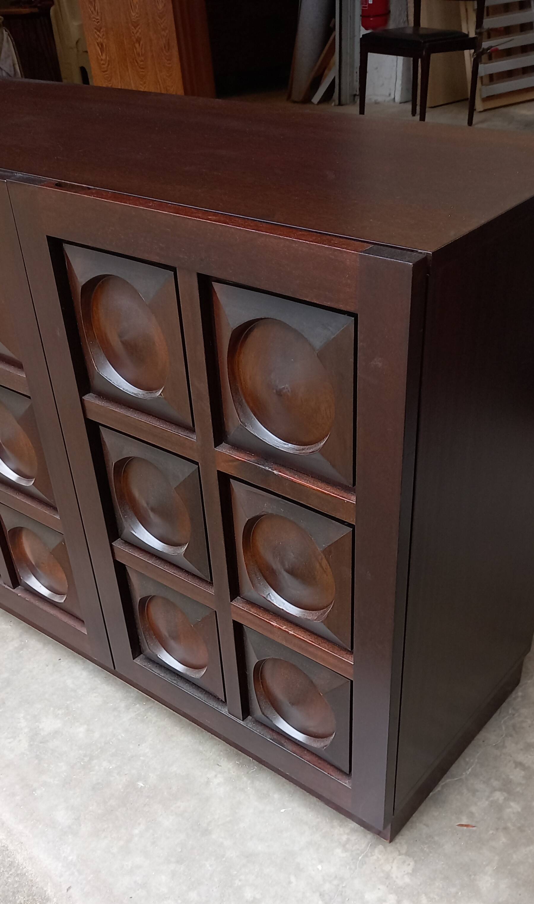 Vintage Brutalist Sideboard in Mahogany 1970s