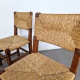 Set of French primitive rush chairs | 1930s
