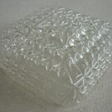 Vintage square ceiling light in 70s molded glass