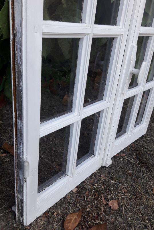 Oak window H96,8xL80,5cm old small tiles