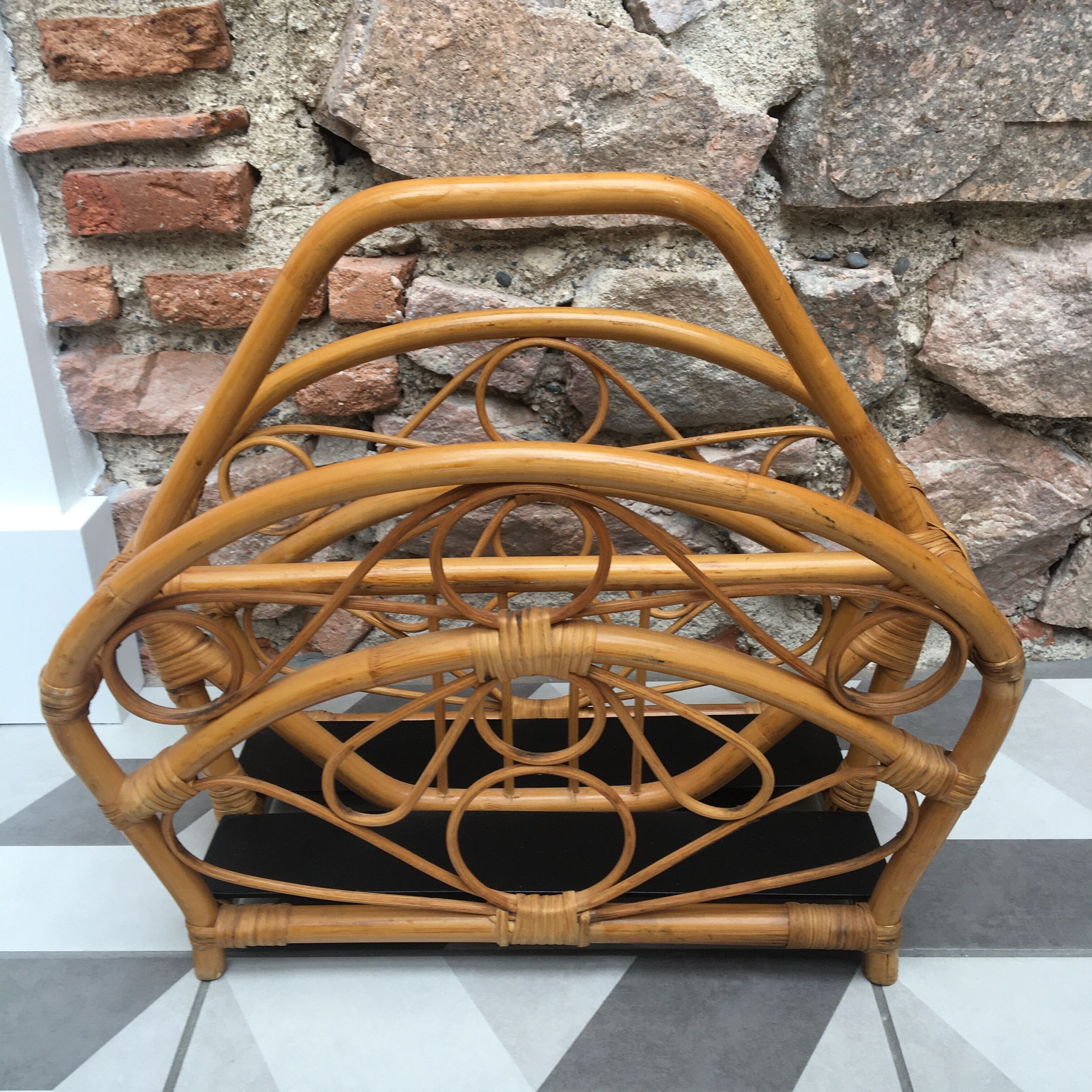 Rattan magazine holder