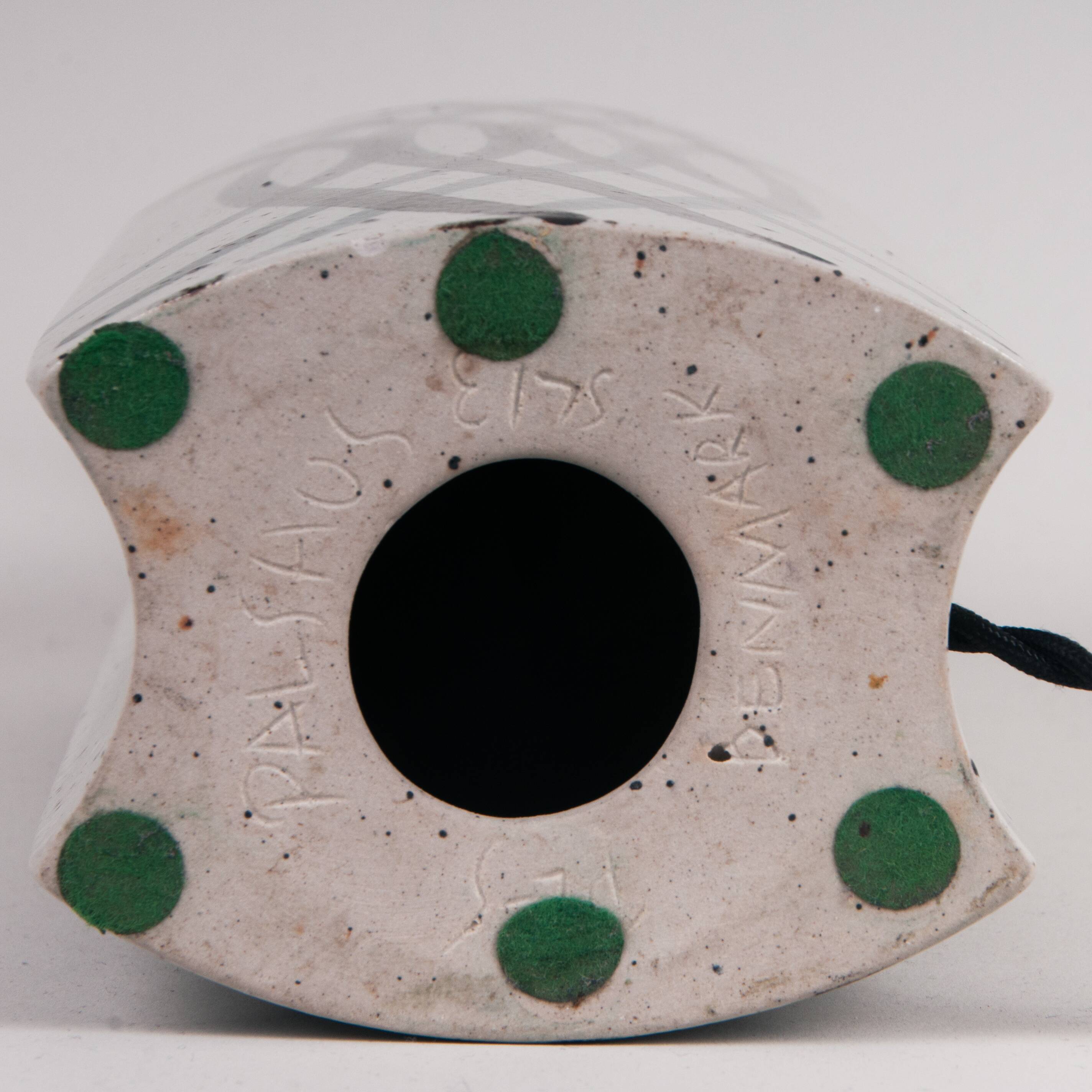 White table lamp with black free hand decorations by Per Linnemann-Schmidt