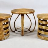 Rattan stools and table set