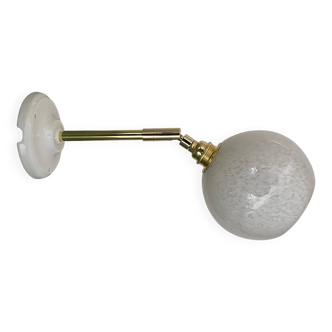 Vintage globe wall light in white Clichy glass