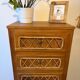 Vintage oak and rattan chest of drawers