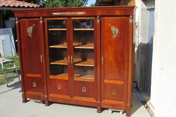 Large library, empire, return from Egypt in mahogany, 4 doors