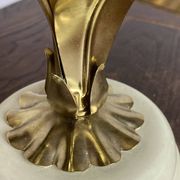 Brass lamp, metal and mother-of-pearl