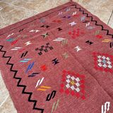 Handmade wool Berber rug: Moroccan Kilim Boho floor rug