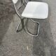 Pair of vintage chrome cantilever chairs, white leatherette – 1970s