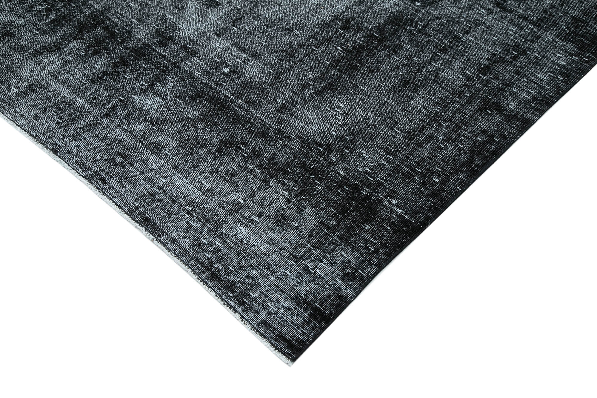 Handwoven oriental overdyed 270 cm x 384 cm black wool carpet